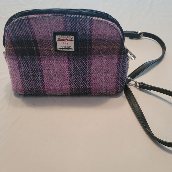 Glen Appin Harris Tweed Purple Plaid Wool Small Shoulder Crossbody Purse - Picture 1 of 4